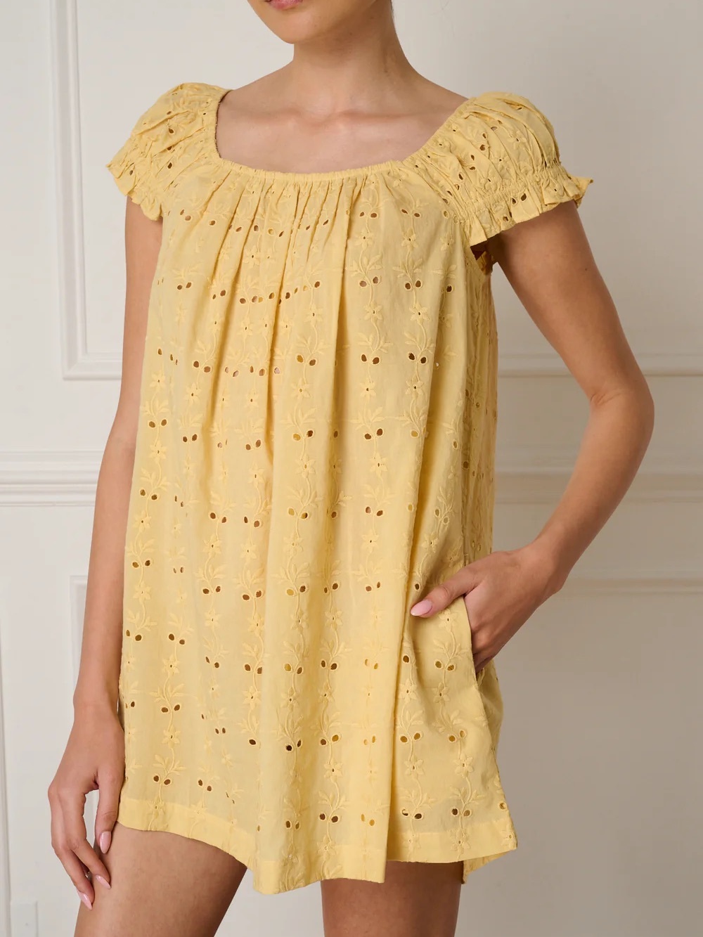 Ophelia Dandelion Daisy Eyelet Mini Dress